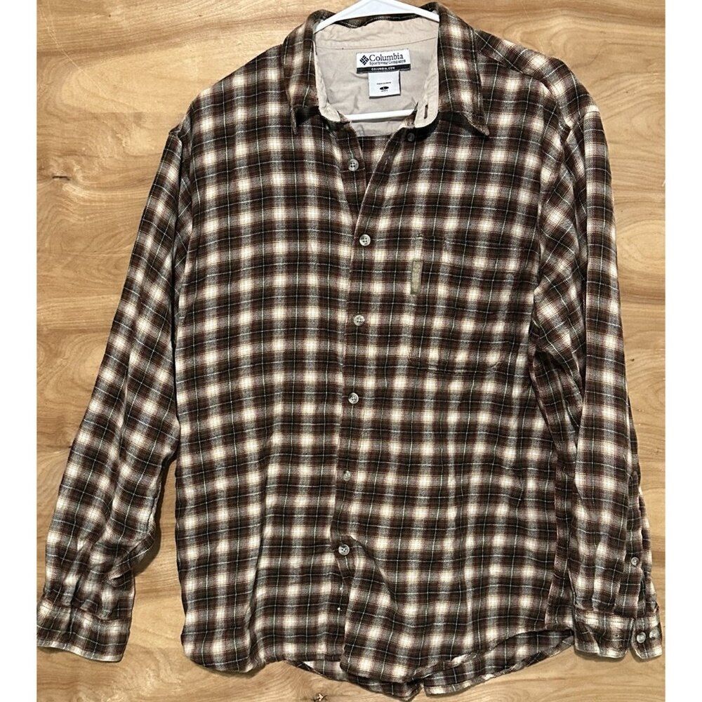 Columbia Shirt Men's Size Large Plaid Flannel Button Down Shirt Long Sleeve